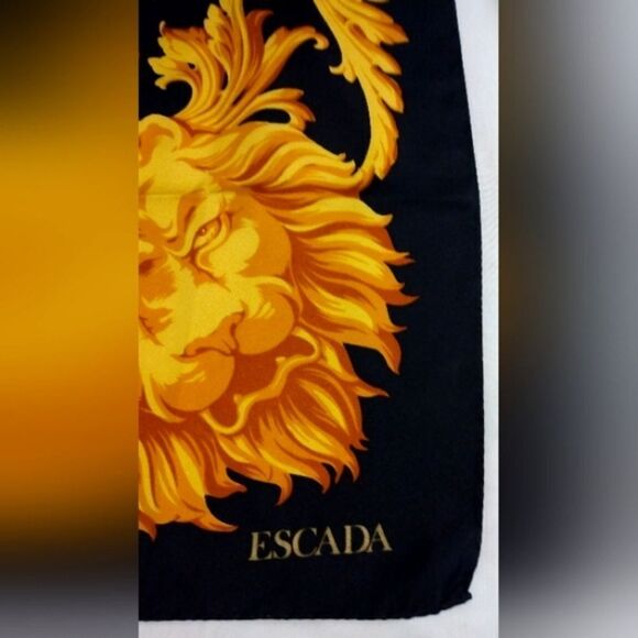 Escada Animal Print Cheetah Lion Vintage Silk Scarf Foulard - Picture 6 of 16